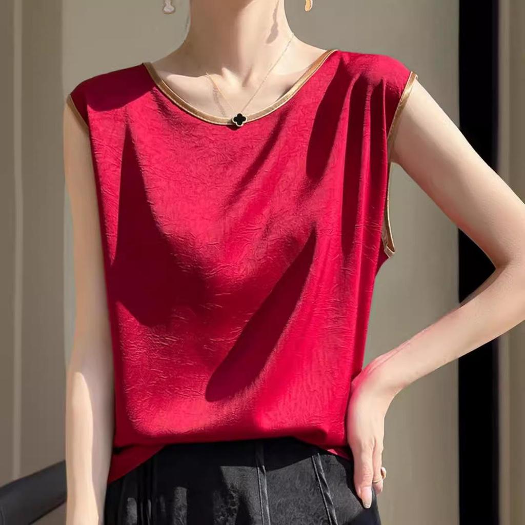 Elegant Silk Satin Sleeveless Camisole Top for Suits