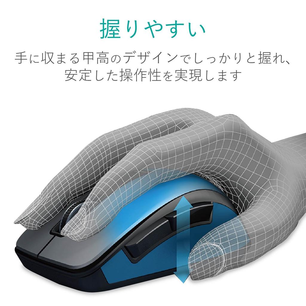 ELECOM Mouse Bluetooth M size 5 buttons back and forward Blue LED Power saving Red (iOS compatible) (with buttons) (battery life approx. 1.3 years)