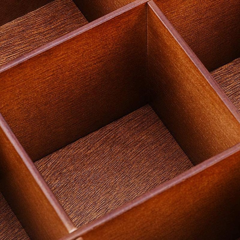Vintage Storage Box 9 Grid Desktop Organizer Box For Jewelry Makeup Ring Necklace Tea Coffee Bag Multifunction Home Storage Box
