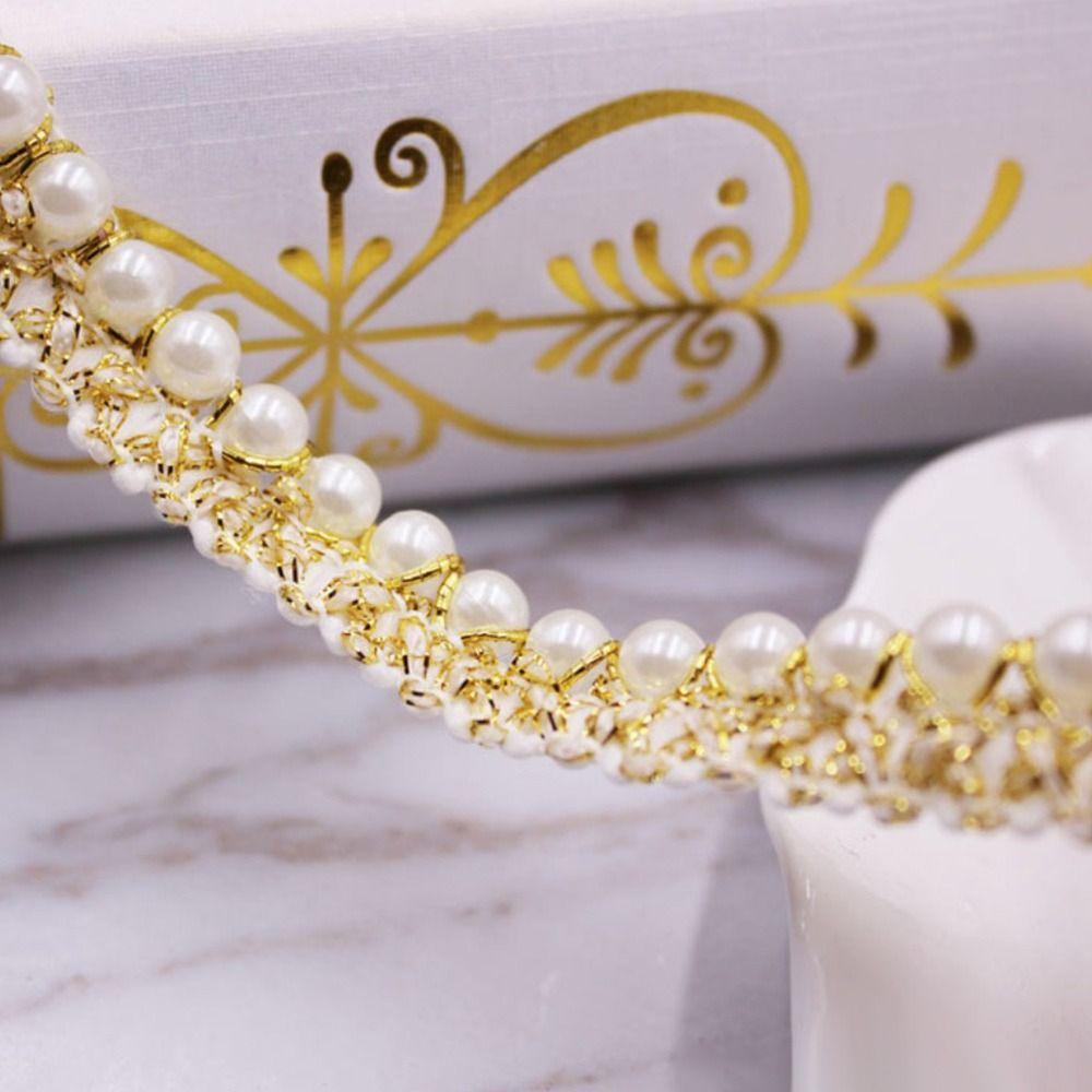 Trimmings Wedding Dress Lace Trim Pearl Braid Lace Ribbon Hand-stitched Pearl Beaded Lace Ribbon