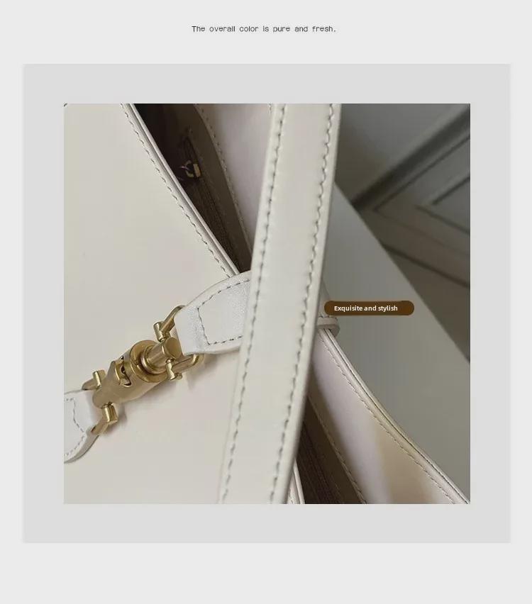 "2025 Women's Fashion Genuine Leather Single Shoulder Bag with Lock – Underarm Style Casual Handbag”