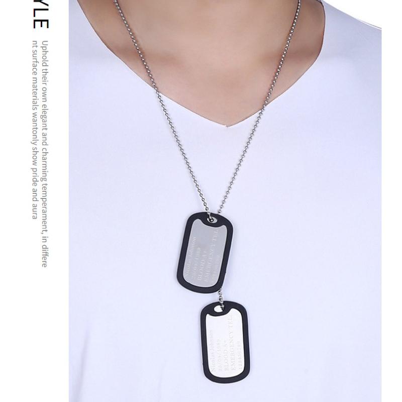 Military Dog Tag Personalised Plated Army Style Dog Id Tags with Ball Chains Silencers 2 Dog Tags Chain Pendant Necklace Goth