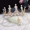 Baroque Gold Wedding Crown Pearl Bride Tiara Leaves Crown and Tiara Crystal Bridal Headpieces for Women and Young Girls