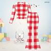 Girls Orange Plaid Printed Round Neck Long Sleeve Top And Flared Pants Two Piece Set