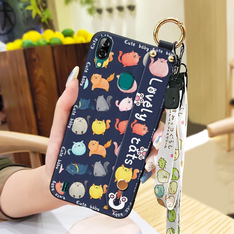 Kickstand Fashion Design Phone Case For Blackview A60 Pro Dirt-resistant Wrist Strap Anti-dust Shockproof Silicone Ring