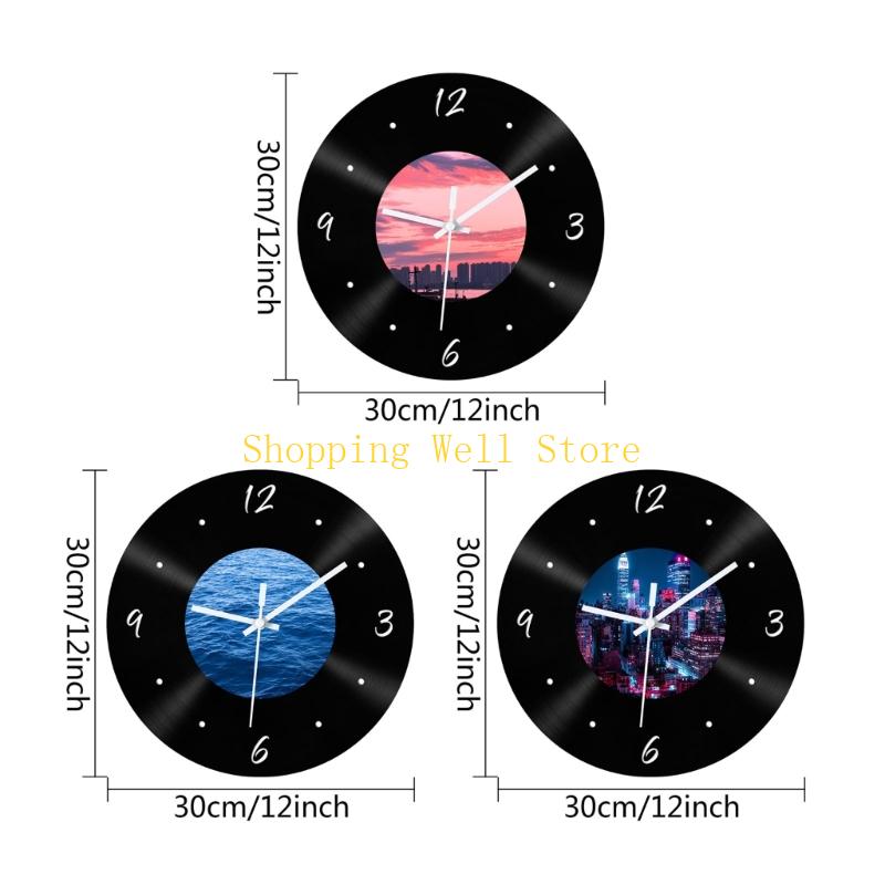 KX4B Silents Mechanism Wall Clock Light in Weight Retro Decors Bedroom Living