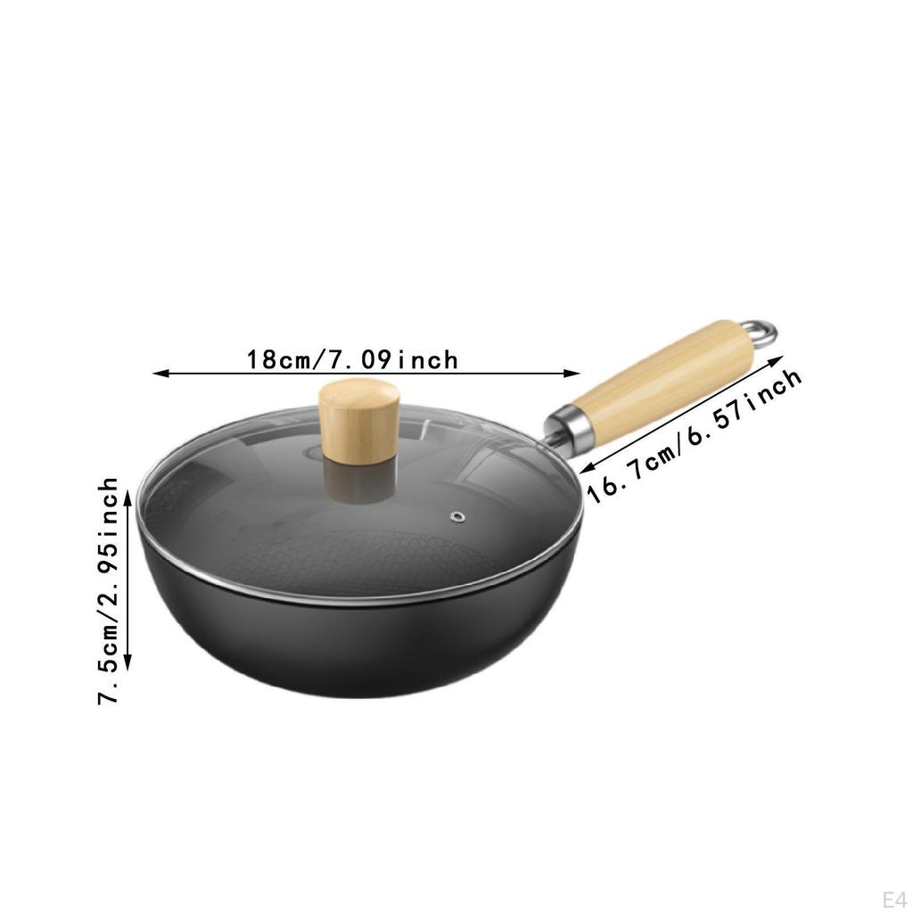 Patelnia Wok 7'' do gotowania na gazie płaskodenna niepowlekana do smażenia w ruchu dom i kemping