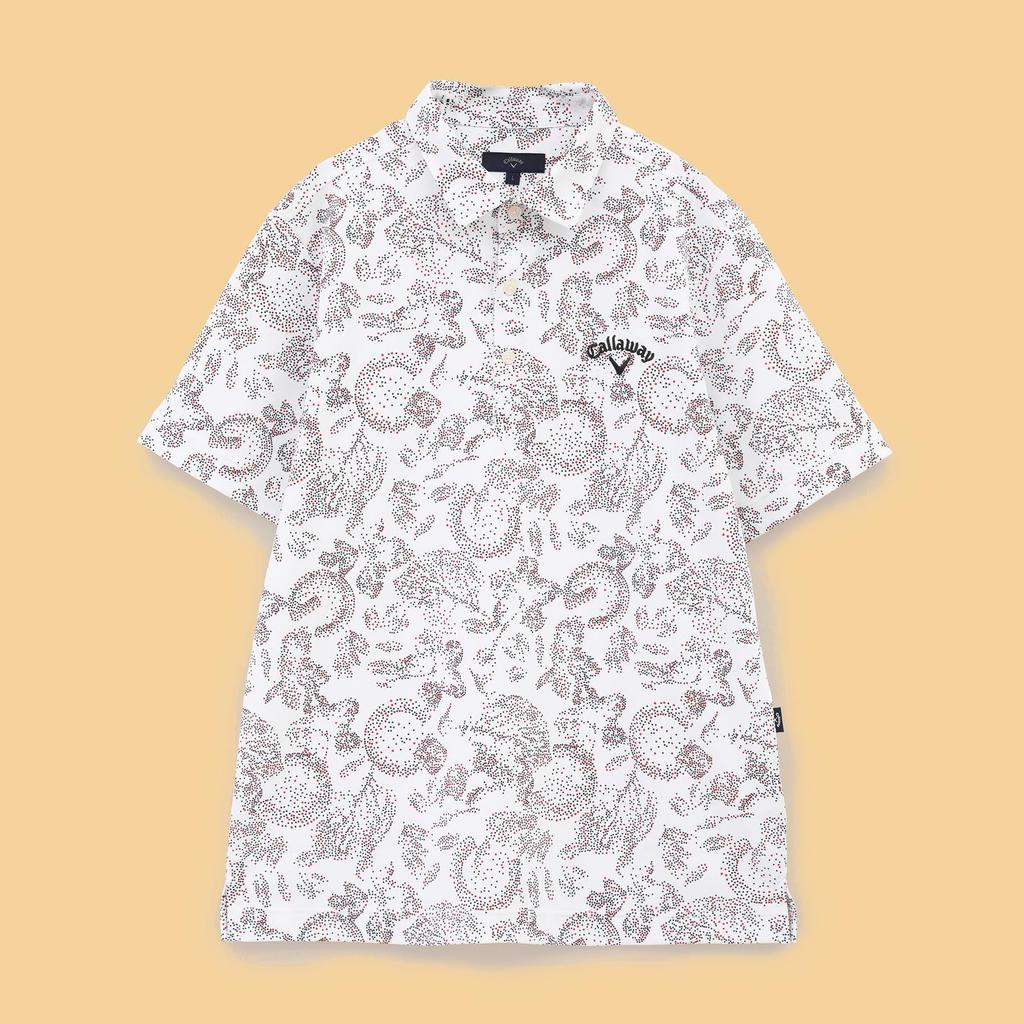 Short Sleeve Polo Shirt Moisture Quick Golf C24234106 [Callaway] Men's (Dot Print, Wicking, Drying) / / 1030_White
