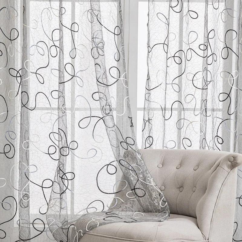 Modern Sheer Curtains For Living Room Bedroom Tulle Curtains Window Kitchen Curtain Door Voile Drapes Rideaux Ocultant Firany
