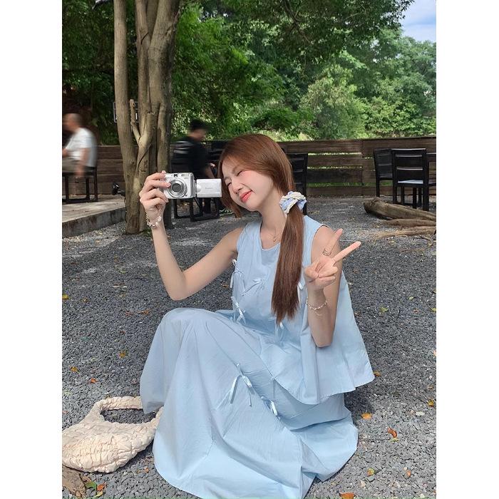 

Женский летний костюм-двойка: 3D жилет с бантом и миди-юбка А-силуэта с высокой талией Large