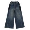 Fashion Teenager Girls Denim Wide Leg Pants Child Trousers Spring Autumn Girl Side Pearl Design Jeans 5-14 Yrs Kids Clothes