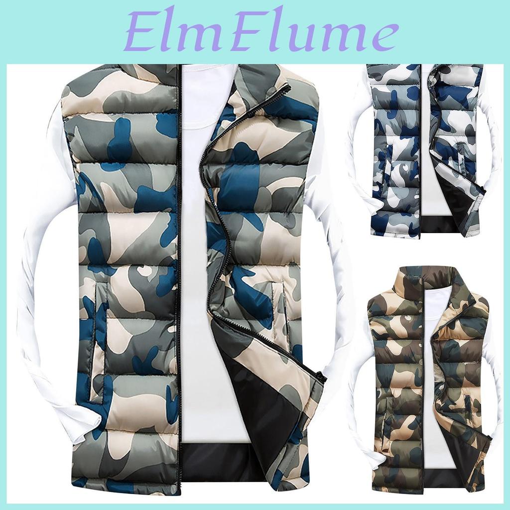 Zipper Color Mens Winter Fashion Waistcoat Vest Top Coat Camouflage
