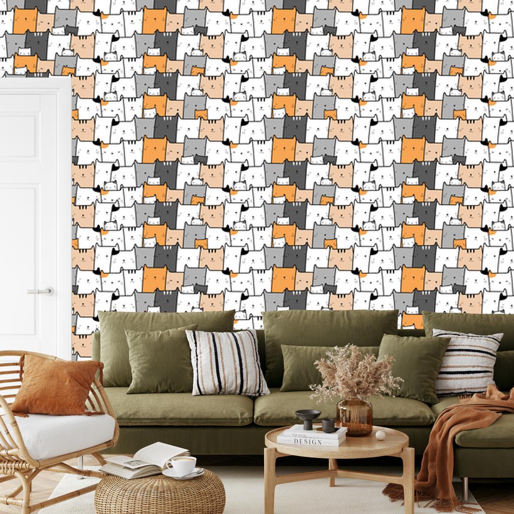 Cheerful kittens wallpaper for living room and bedroom 50x1000