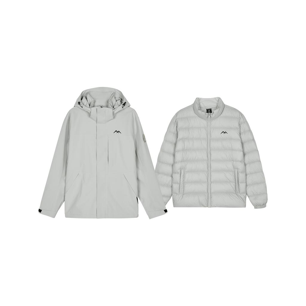 Skechers Magic Cube Series 3 In 1 Down Insulation Warm Windproof Waterproof Wear Resistant Jacket Men Jacket Moon-Gray L424M143-00MV