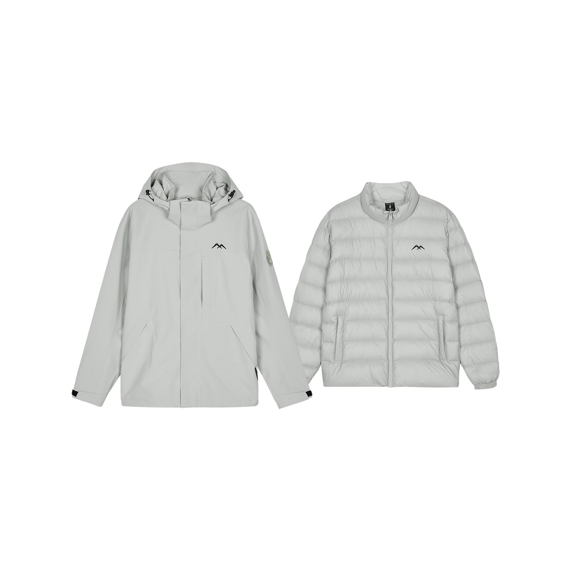 Skechers Magic Cube Series 3 In 1 Down Insulation Warm Windproof Waterproof Wear Resistant Jacket Men Jacket Moon-Gray L424M143-00MV S