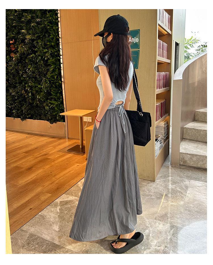 Retro Women's A-Line Midi Skirt - College Style, Versatile & Loose, Perfect for Summer