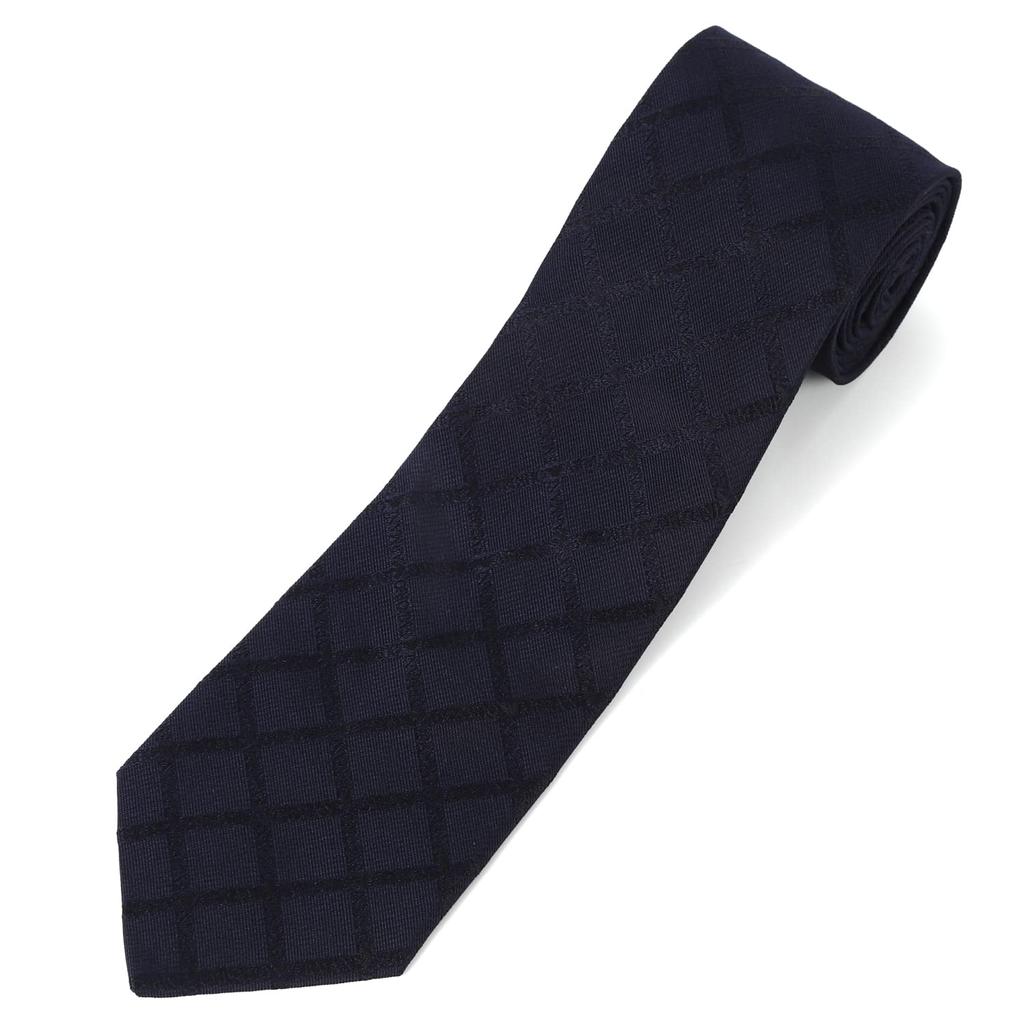 EMPORIO ARMANI Tie AR005 Dark Blue to Dark Navy Marine Blue with EA Logo and Eagle Check (AR005-04 Pattern, 8P61500637) [Used]