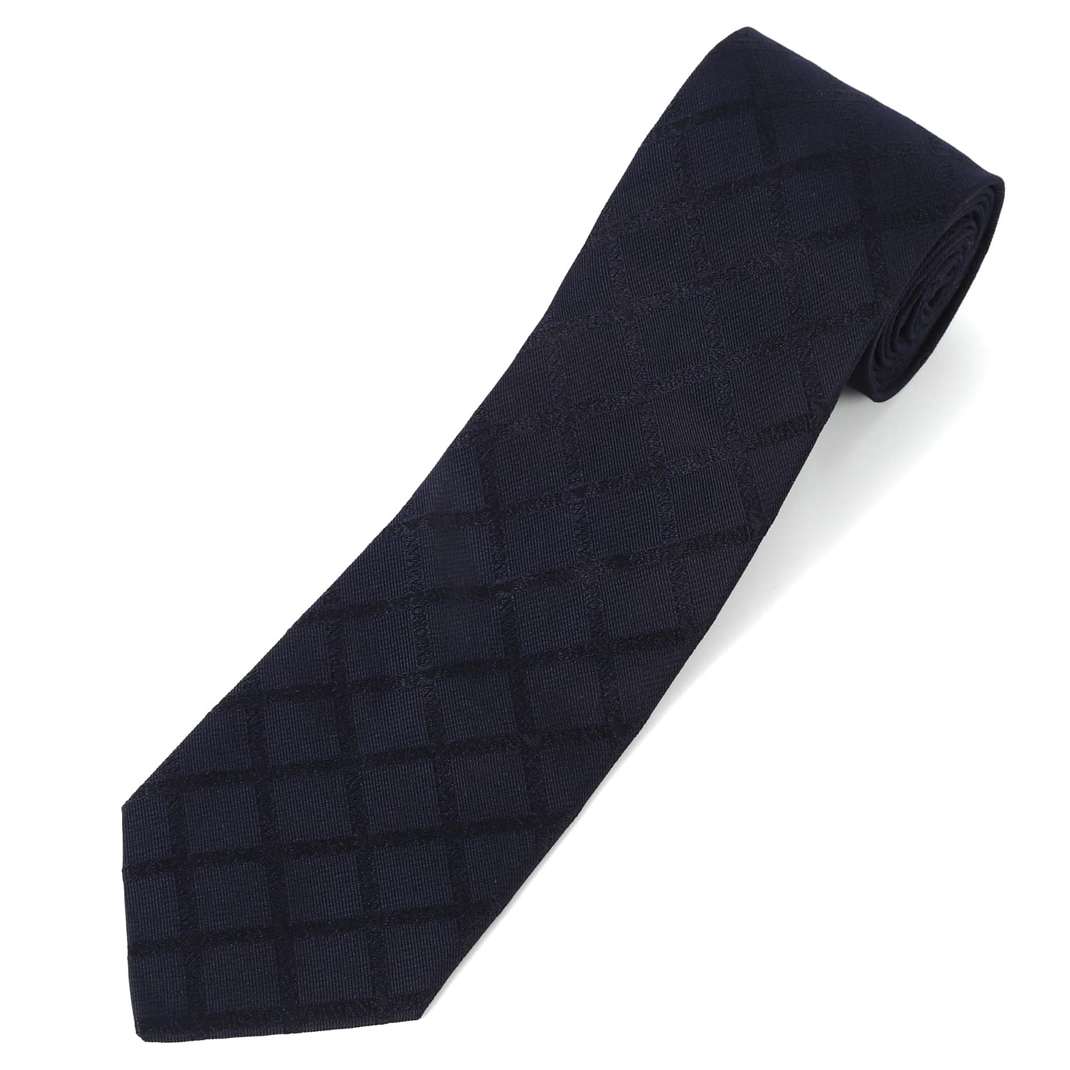 

EMPORIO ARMANI Галстук AR005 Темно-синий к темно-темно-синему морскому с логотипом EA и клеткой «Орел» (AR005-04 Узор, 8P61500637) [Использовал]