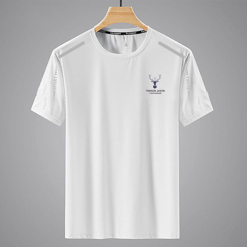 Men's Korean Style Ice Silk Quick-Dry Short Sleeve T-Shirt - Comfortable, Versatile, Casual, Loose Fit, Plus Size, Breathable, Trendy Summer Wear.