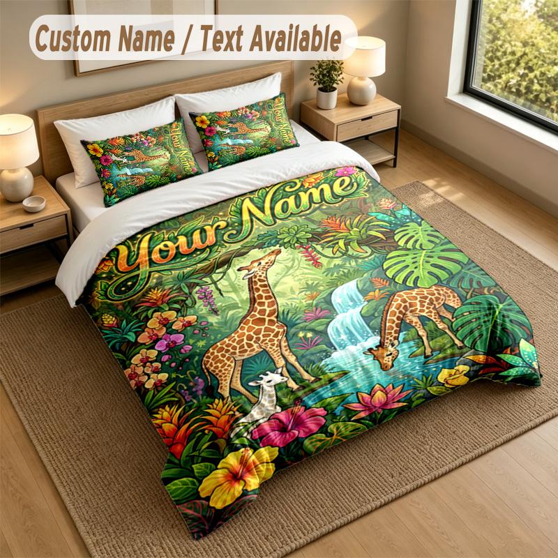 Adventure Journey Theme Personalized 3Pcs Bedding Set Custom Text & Name 1 Sheet 2 Pillowcases Household Bedding 1pc