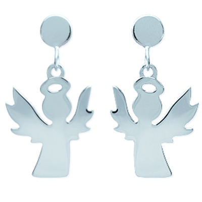 [H6179] - Silver 'Guardian Angels' Silver Earrings - 15x10 Mm