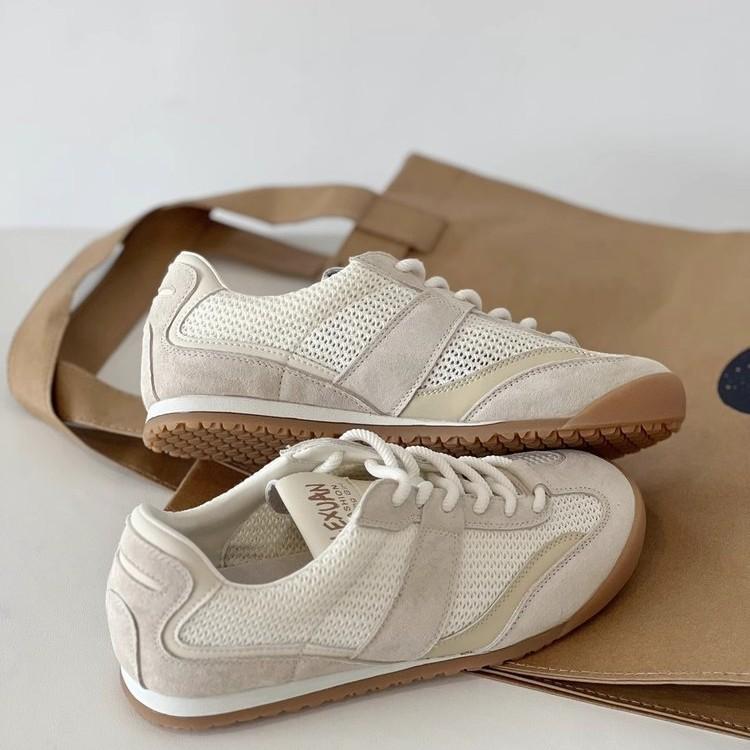 Fashion mesh breathable flat bottom German training shoes women's lightweight soft bottom soft surface sports and leisure shoes flat Forrest Gump shoe