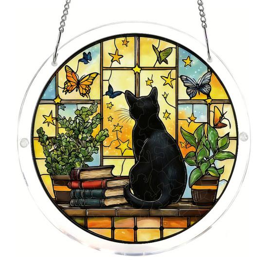 Yousheng Acrylic Puzzle Suncatcher DIY Jigsaw Puzzle Suncatcher Kit with UV Printed Design Colorful Window Hanging Ornament for Home Garden Decor