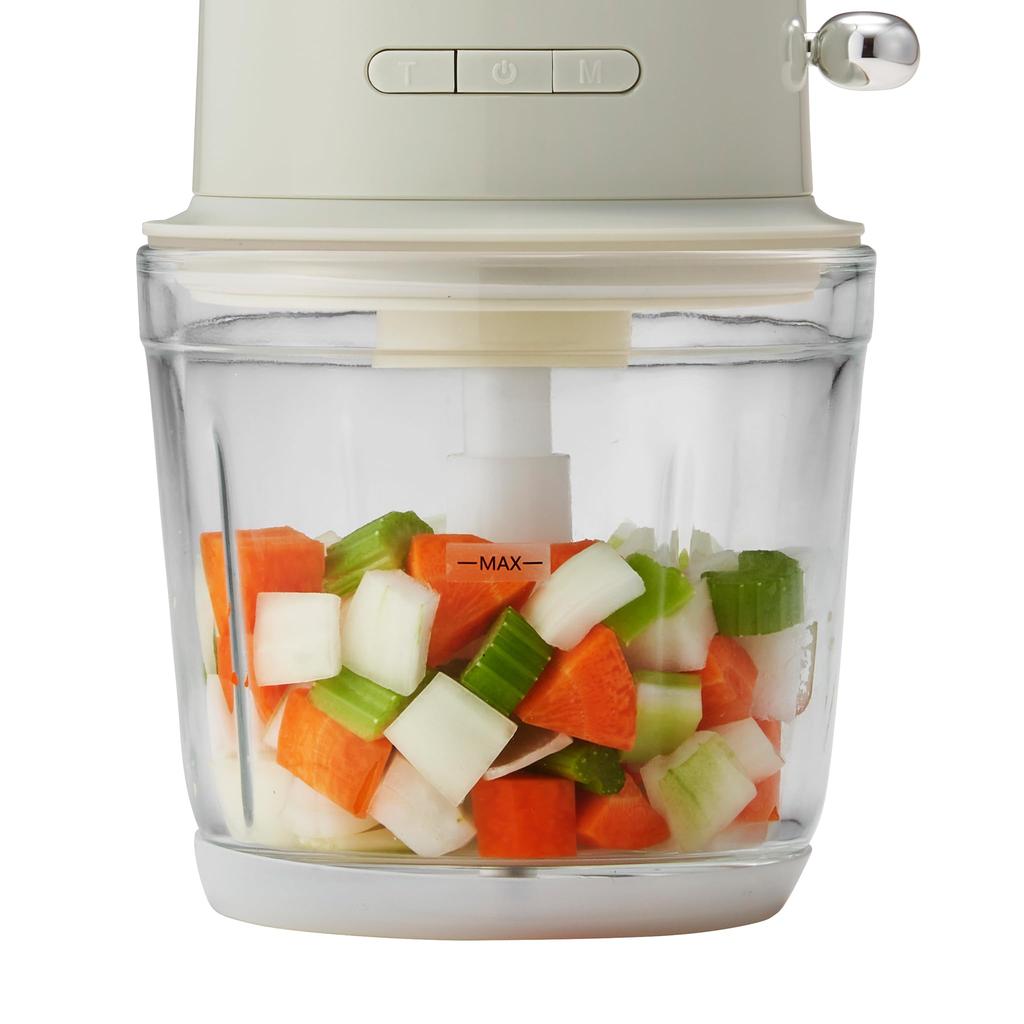Toffy K-CH2 Rechargeable Multi-Food Processor with Scale (Ash White)