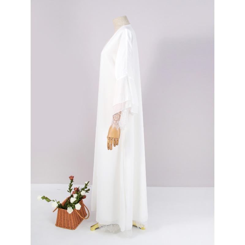 Damen Abaya Schal Spitze Ärmel Offener Cardigan Kleid Eid Muslimische Party Jalabiya Ramadan Abayas Marokko Kaftan Arabisches Langes Gewand