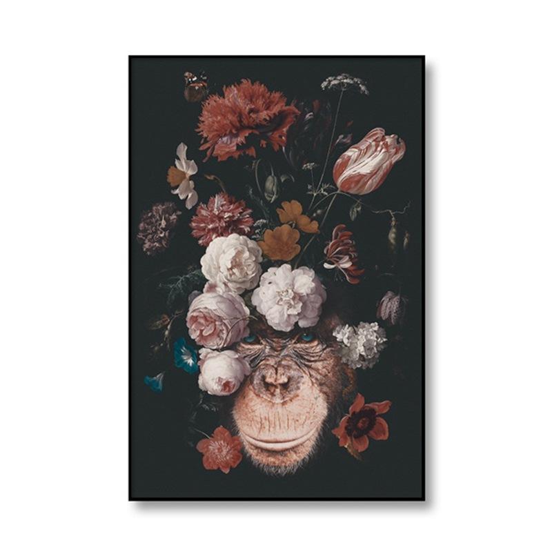 Nordic Flower Animal Mural Tiger Lion Zebra Poster And Print Mural Living Room Canvas Modern Classical Decorative Painting