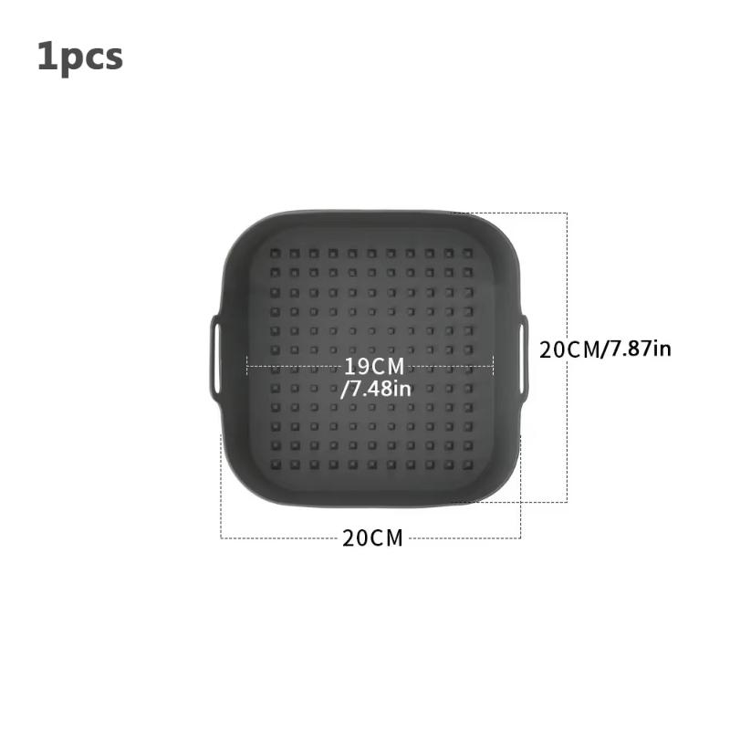 Silicone Air Fryer Basket Liners Non-Stick Baking Tray Heat-Resistant Round and Square Cooking Mats Oven Steamer Accessories