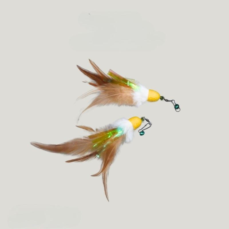2pcs Feather Silkworm Cocoon Ball Replacement Head Cat Teaser Stick Change Heads Toys Interactive Pet Supplies