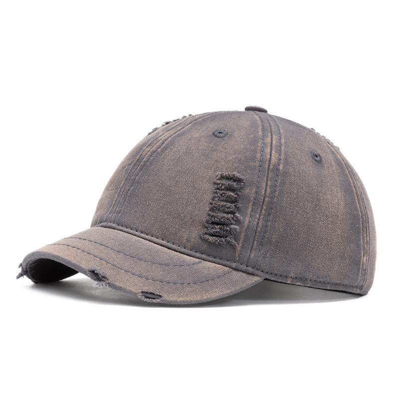 Vintage Czapka Baseballowa z Krótkim Daszkiem Męska Podarta Czapka w Jednolitym Kolorze Damski Kapelusz Przeciwsłoneczny na Outdoor