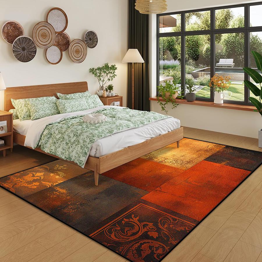 Abstract Geometric Carpets for Living Room Plush Decoration Home Retro Nordic Non-slip Floor Mat Washable Bedroom Cloakroom Rugs