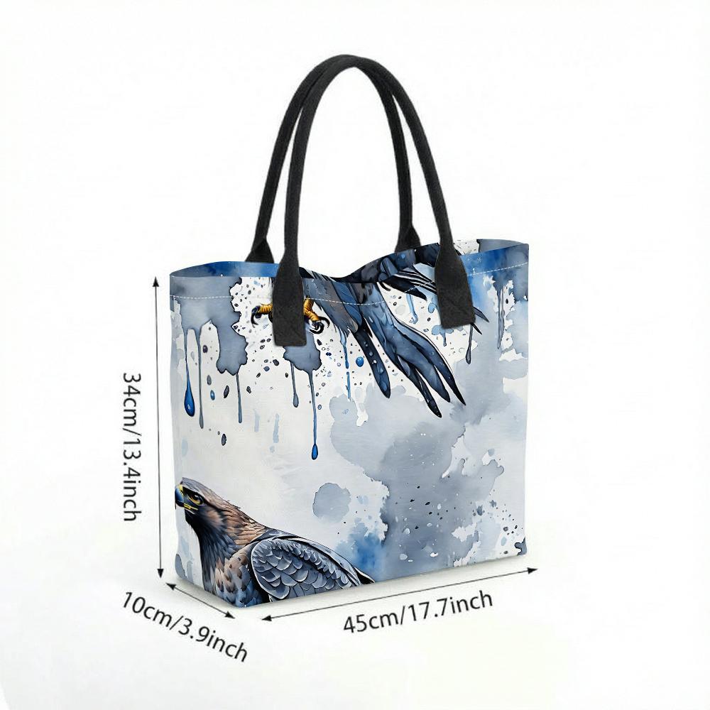 Watercolor Eagle Pattern Tote Bag Large Casual Shoulder Handbag for Daily Use