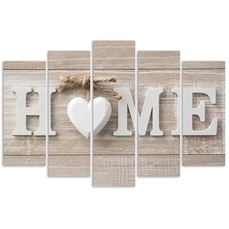 Five Piece Picture Canvas Print Modern Home Heart White