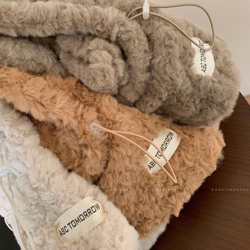 Mode Damen Winter Plüsch Bärenohren Mützen Warmhalten Nackenschutz Kapuzenschal Pullover Mütze Verdicktes Lätzchen Masken-Set Outdoor