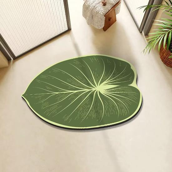 Realistic 3D Leaf Rug Irregular Leaf Shaped Floor Mat Anti Doormat for Bathroom Slip Green Leaf