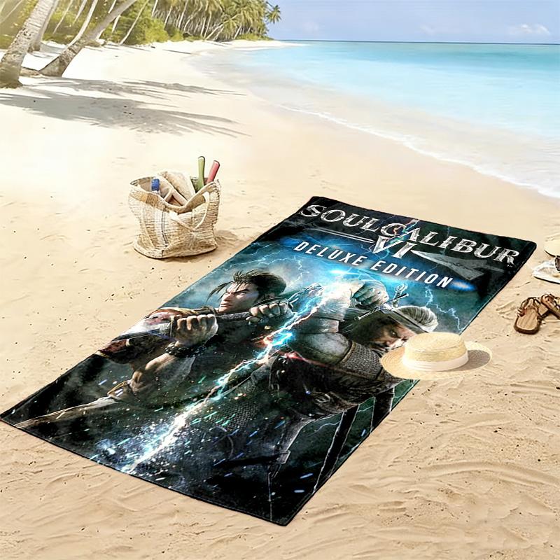 Soul Calibur Print Beach Towel, Large Soft Quick Dry Towel for Beach Camping Swimming