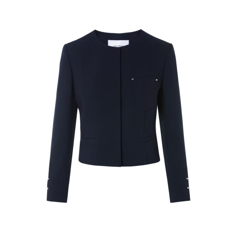 MONEY HONG Women's Elegant Round Neck Short Jacket