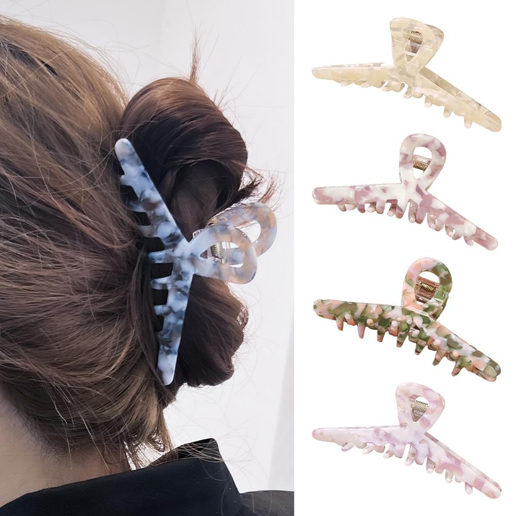 Korean New Fashion 11.5cm Geometric Hollow Hair Clip Simple Marbling Acetic Acid Shark Clip Hair Accessories