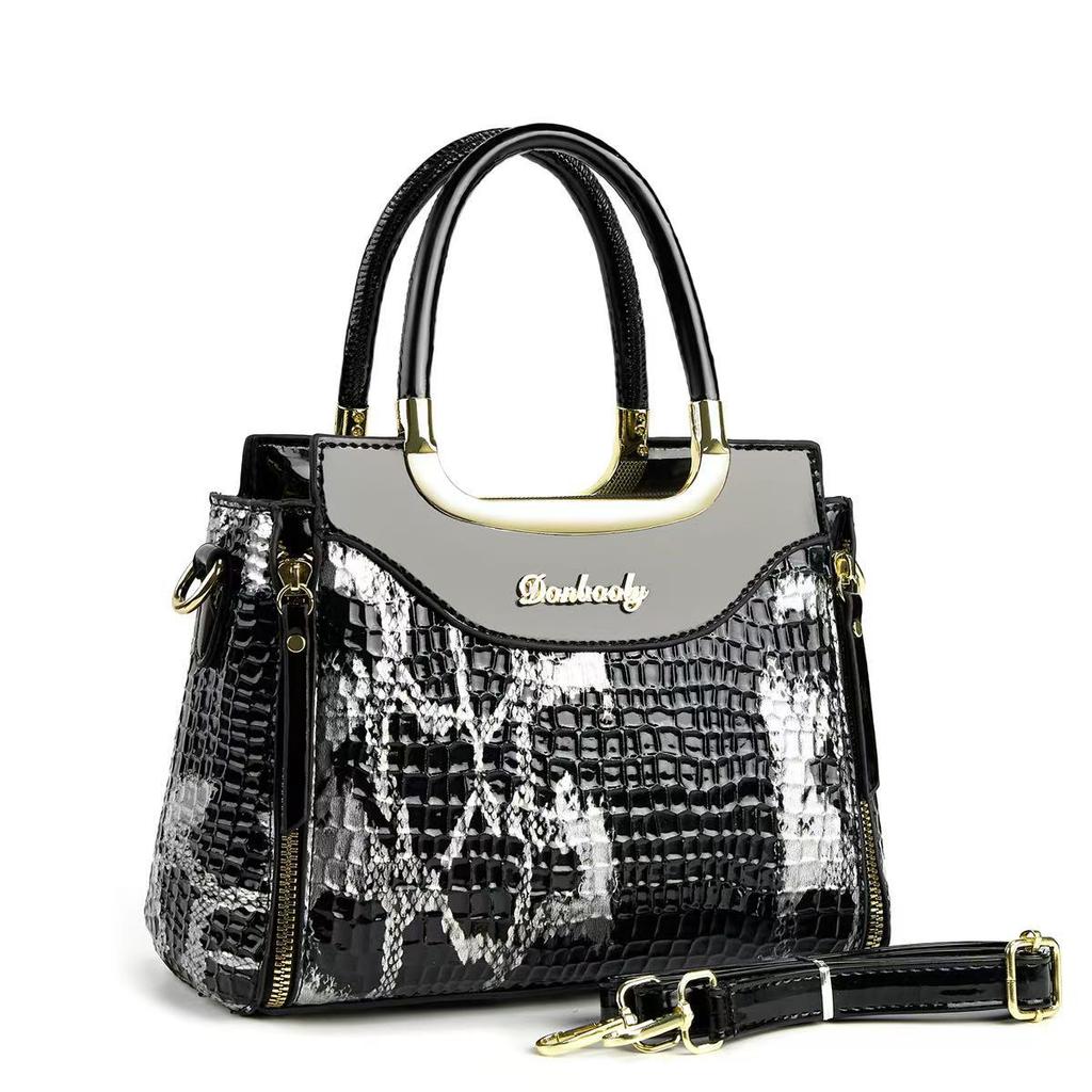 Women‘s Crocodile Pattern Tote Bags with Top Handle Crossbody Purses Handbag and Purse Faux Patent Leather Top-handle Work Shoulder Satchel for Women