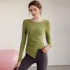 European & American Ruched Waist Long Sleeve Yoga Top - High Stretch Slim Fit