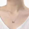 925 Silver Platinum Plated Bold Double Ring Women's Necklace