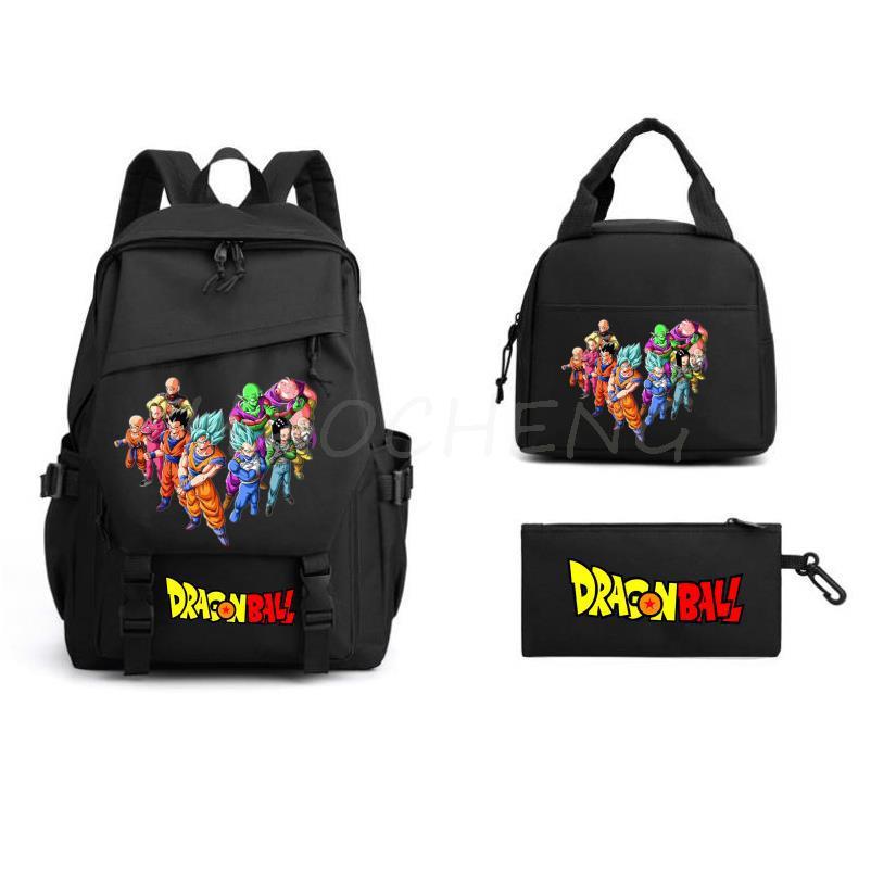 Dragon Ball Peripheral Cartoon Printed Backpack 3PCS Set Student School Bag Shoulder Bag Pencil Case Set