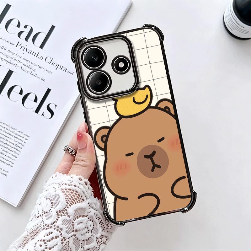 Funny Capybara Cartoon Cute Plating Phone Case For Xiaomi Redmi Note 14 15 Pro Plus 13 12 11 11S 11T 10 9S 9 5G Anti-Fall Airaba