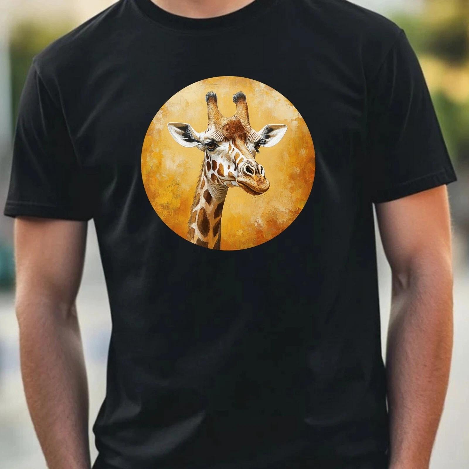T-Shirt Herren Giraffe Portrait Motiv Baumwolle Größe XS bis 5XL M