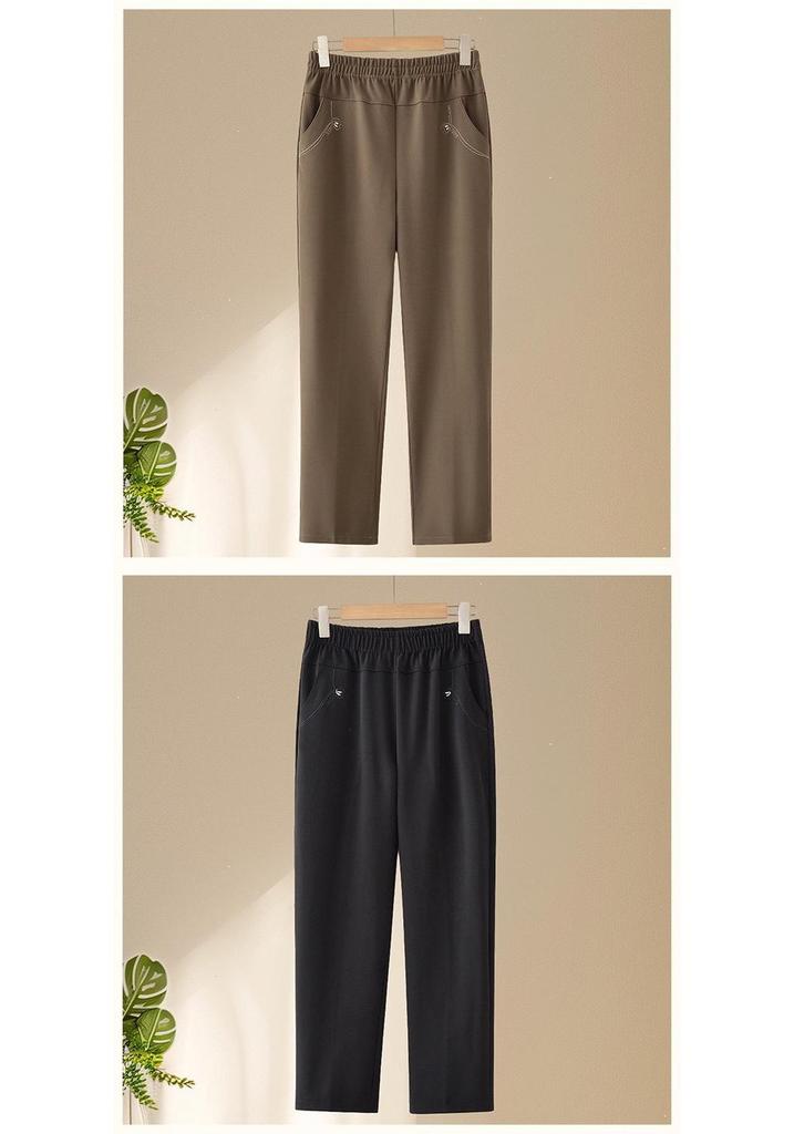 Mom's Slimming Straight-Leg Trousers - Spring/Autumn Loose Fit Casual Pants for Middle-Aged & Elderly Women.