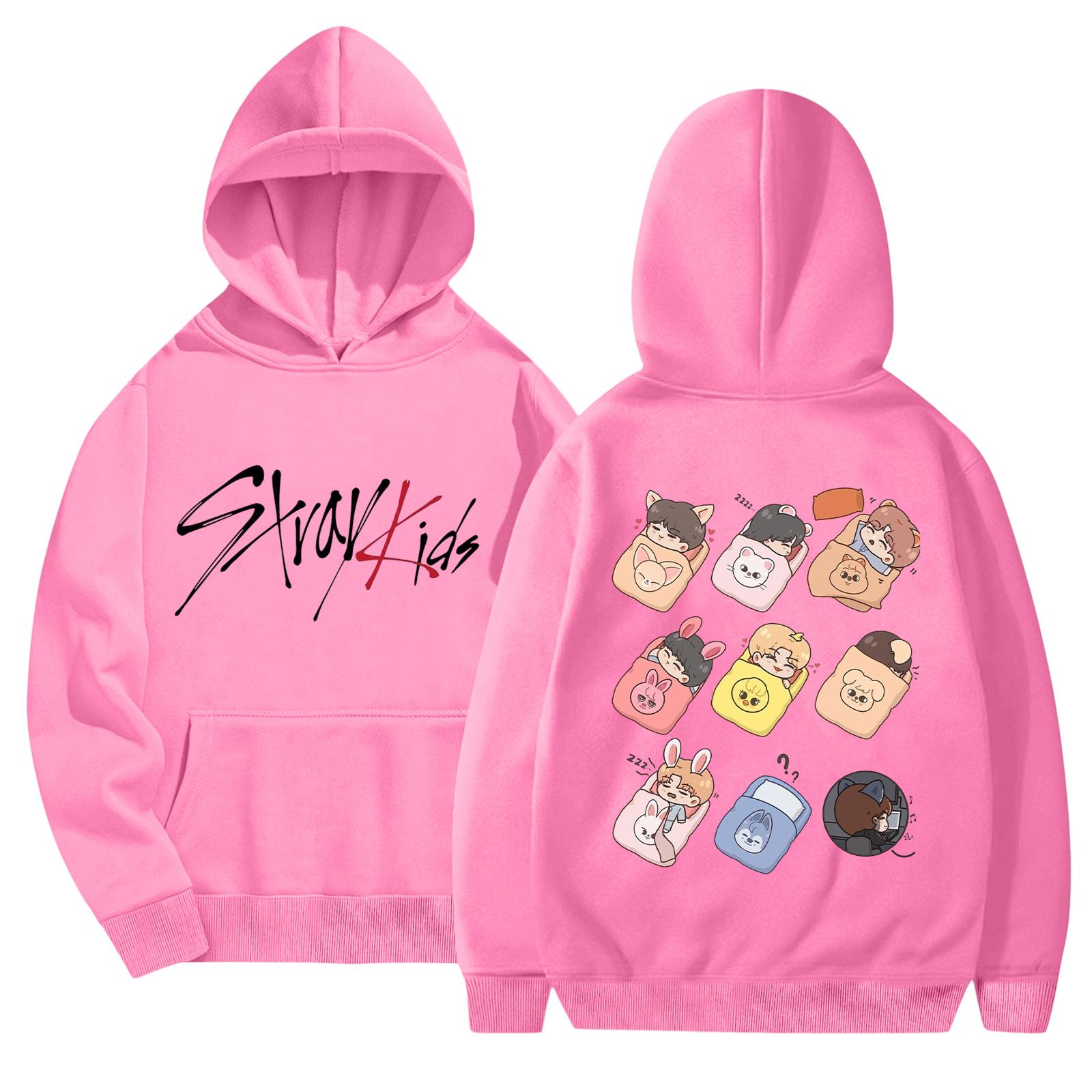 Unisex Fashionable Casual Long Sleeved Loose Printed Hooded Sweatshirt M розовый 1740₽