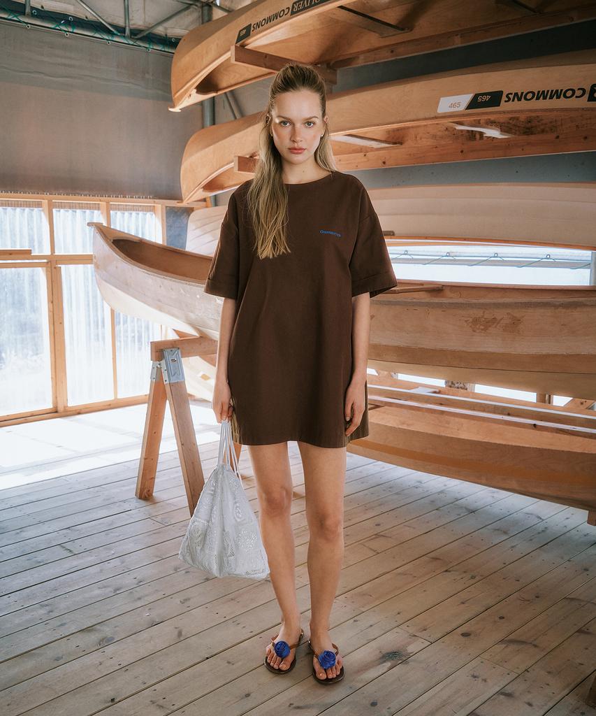GREENBUTTER Relaxed Cotton Dress (Brown)